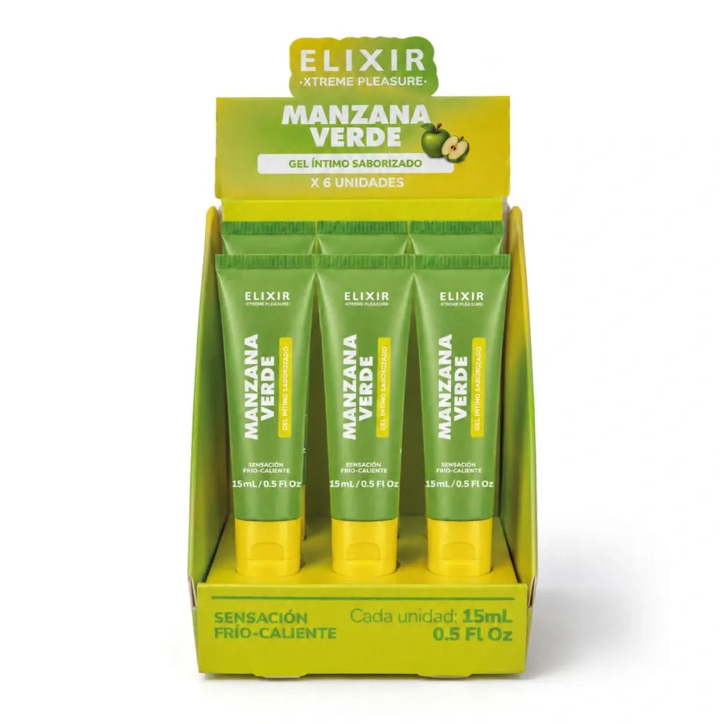 Gel Íntimo Saborizado Manzana Verde Elixir 15ml - lubricantes - envio discreto a Colombia - producto de bienestar íntimo