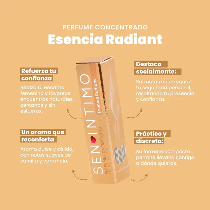 Perfume para mujer esencia Radiant x 10ml - estimulante sexual - envio discreto a Colombia - producto de bienestar íntimo