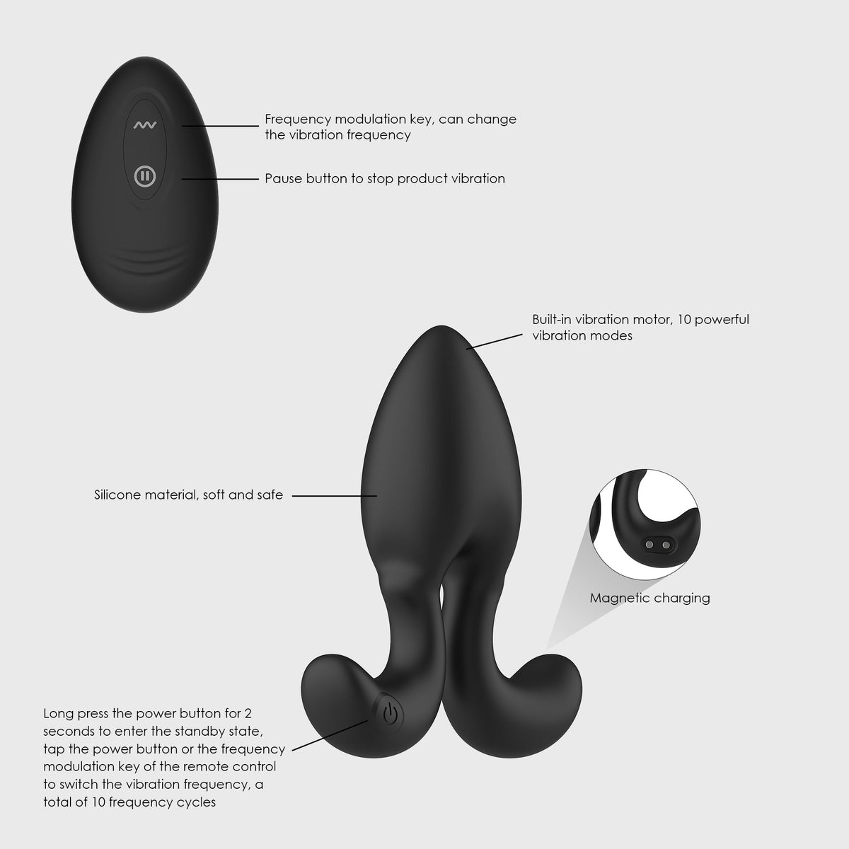 Winyi Davis Vibrating Anal Toy Wy0681 - juguetes anales - envio discreto a Colombia - producto de bienestar íntimo