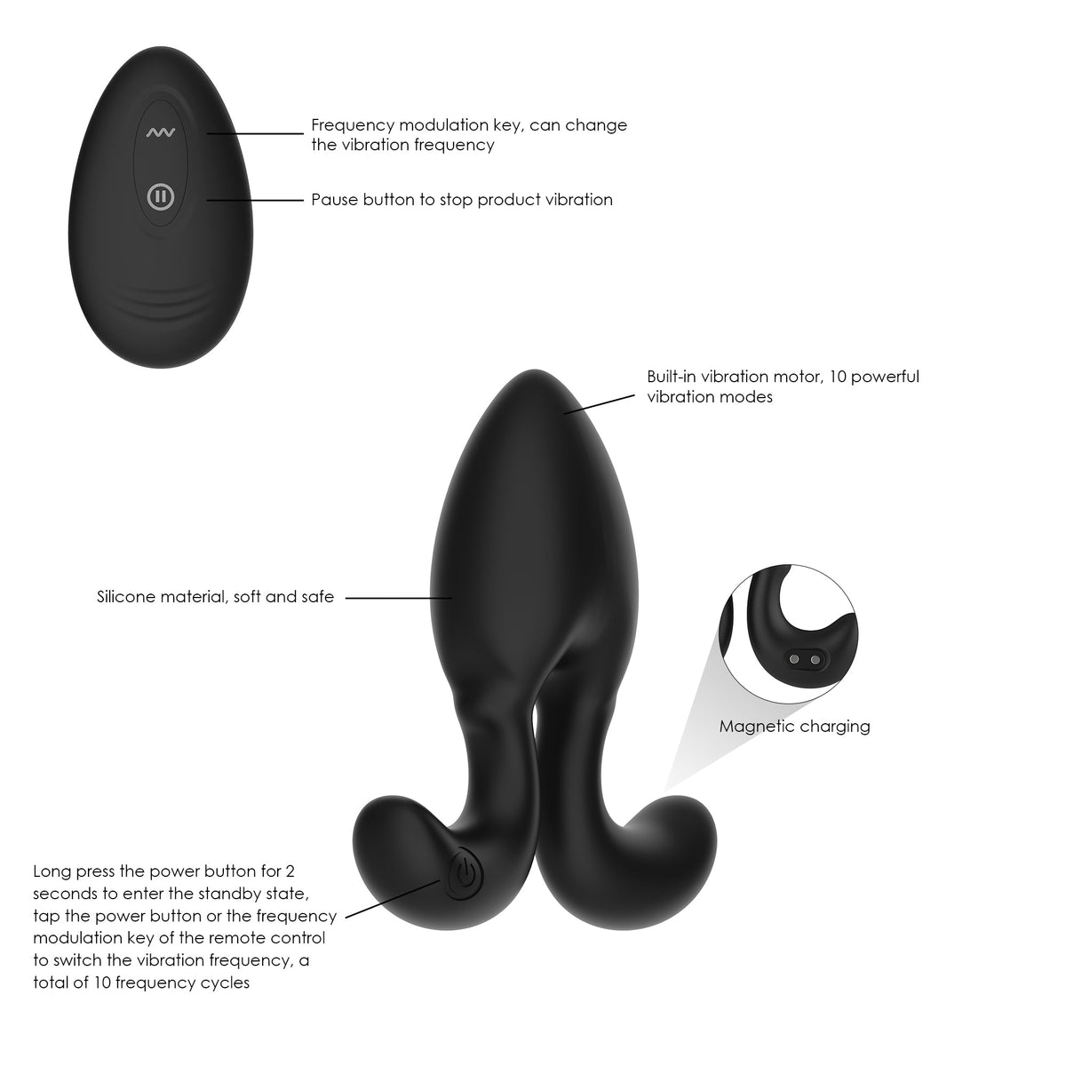 Winyi Davis Vibrating Anal Toy Wy0681 - juguetes anales - envio discreto a Colombia - producto de bienestar íntimo