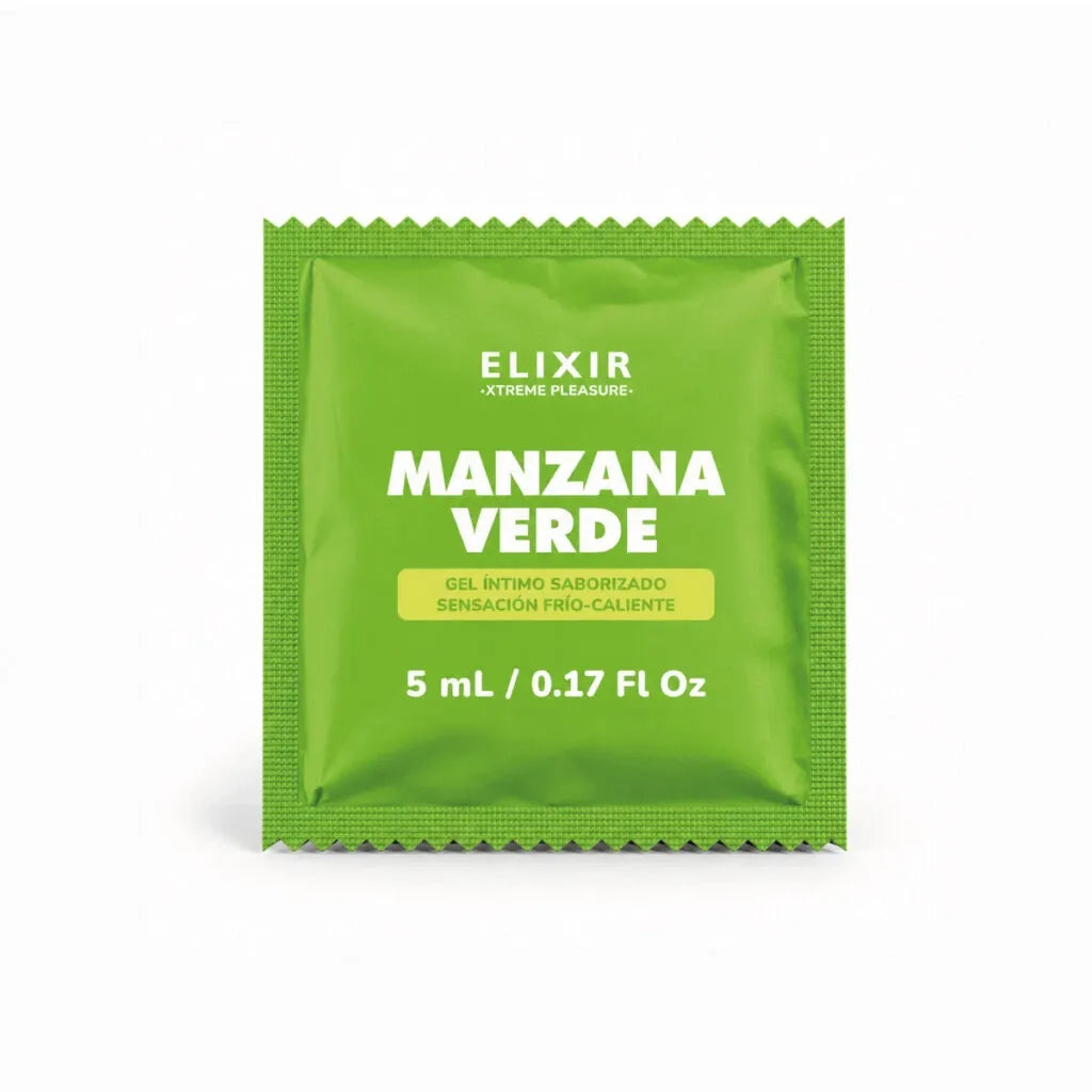 Gel Íntimo Saborizado Manzana Verde Elixir 5ml - lubricantes - envio discreto a Colombia - producto de bienestar íntimo